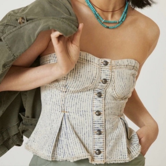Anthropologie Pilcro Denim Peplum Corset - NWT! - Picture 2 of 9